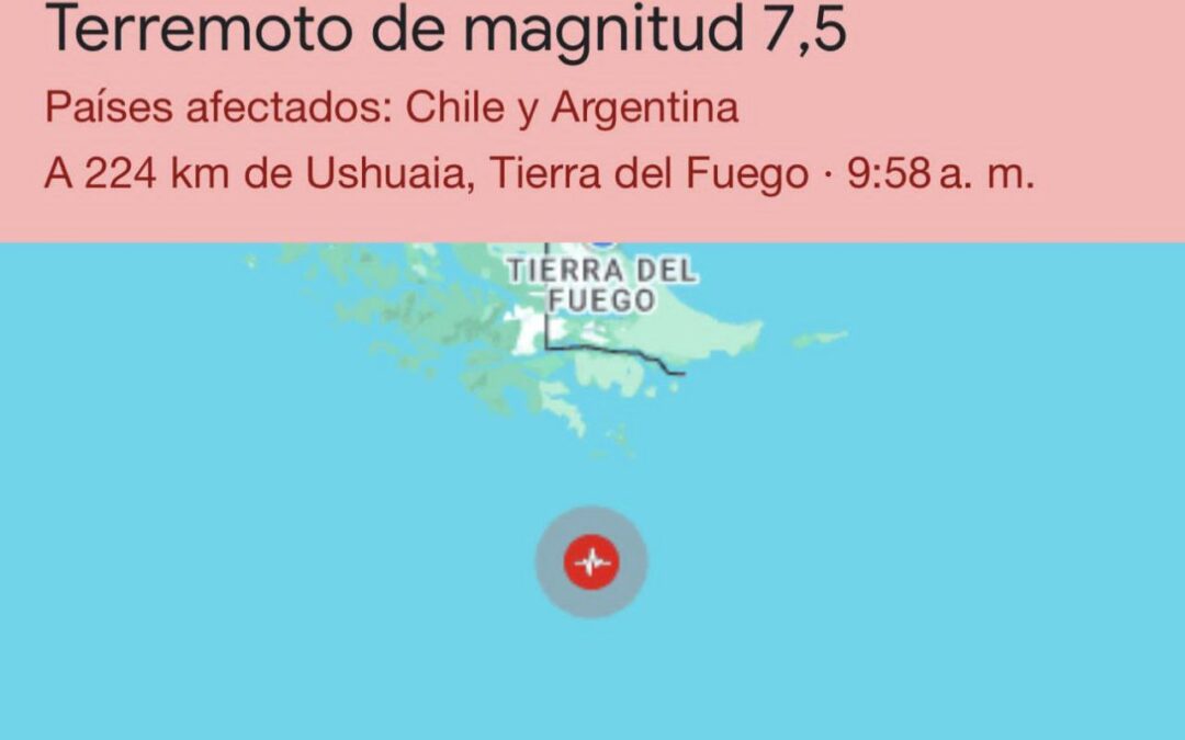 COMUNICACIÓN OFICIAL: SISMO DE 7.4 EN EL PASAJE DE DRAKE – SE SINTIÓ EN USHUAIA
