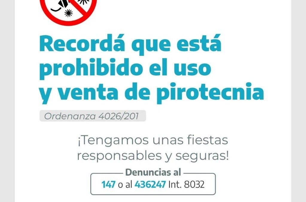 El Municipio de Río Grande recordó la prohibición del uso de pirotecnia