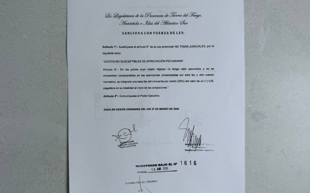 Normativa judicialModificaron el régimen de tasas en la Justicia fueguina